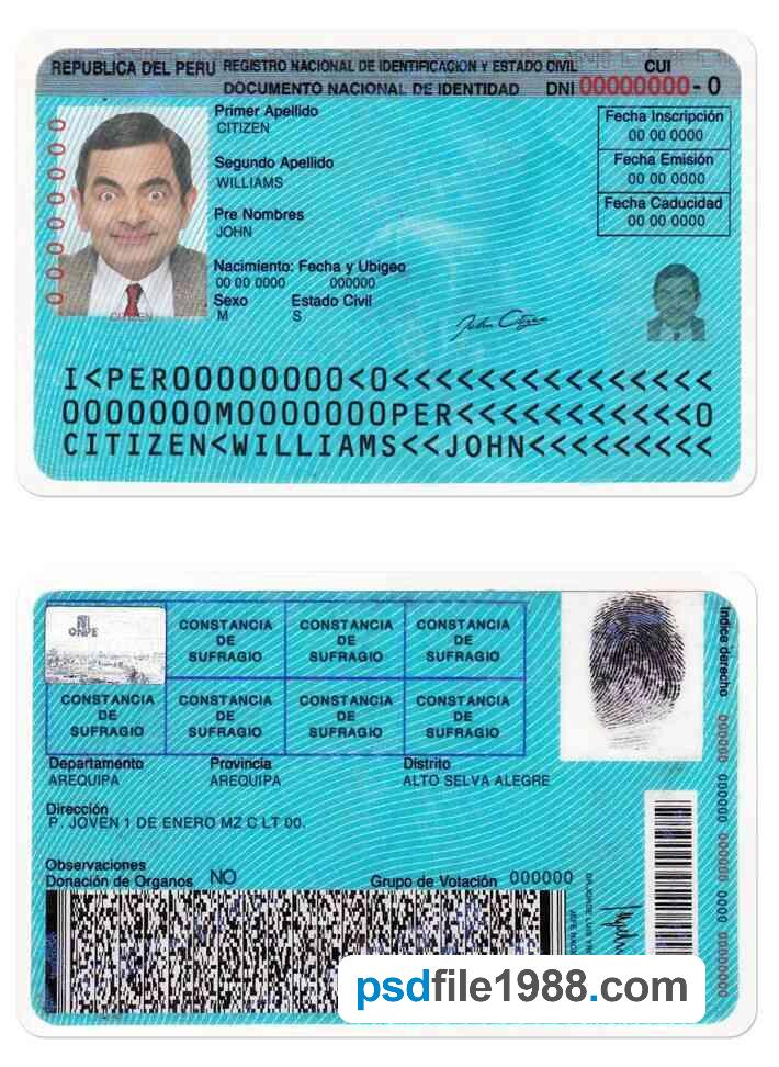 Peru Identity Card, Version 2